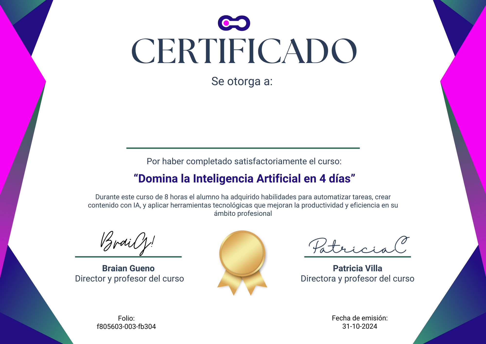 Certificado del curso